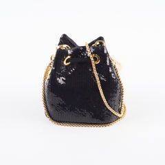 Prada Micro Bucket Bag Sequins Black