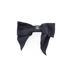 Chanel Silk Bow Hairclip Black