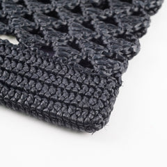 Prada Raffia Rectangle Small Tote Black