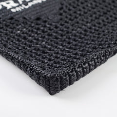 Prada Raffia Rectangle Large Tote Black
