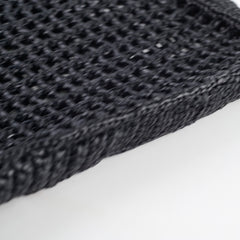 Prada Raffia Rectangle Large Tote Black