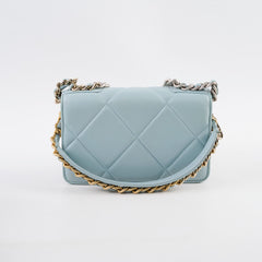 Chanel 19 Wallet On Chain WOC Lambskin Light Blue (Microchipped)