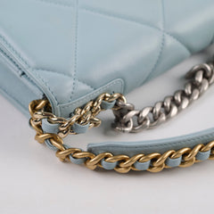 Chanel 19 Wallet On Chain WOC Lambskin Light Blue (Microchipped)