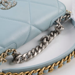 Chanel 19 Wallet On Chain WOC Lambskin Light Blue (Microchipped)