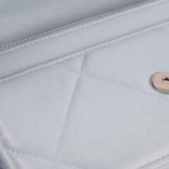 Chanel 19 Wallet On Chain WOC Lambskin Light Blue (Microchipped)
