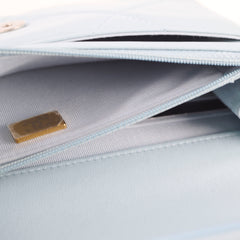 Chanel 19 Wallet On Chain WOC Lambskin Light Blue (Microchipped)