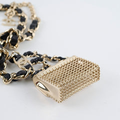 Chanel Micro Flap Chain Belt with Light Gold Metal & Leather