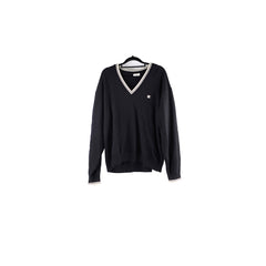 Celine Triomphe V Neck Wool Jumper Black - Size XL