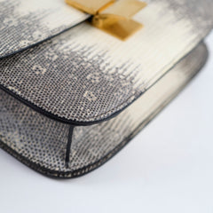 Celine Medium Lizard Classic Bag Cream