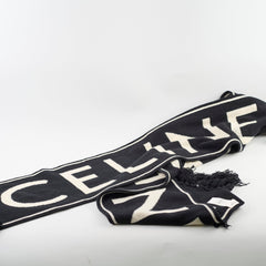 Celine Thick Wool Scarf Black/White