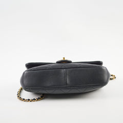 Chanel Circle Handle Black Quilted Flap Bag
