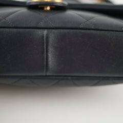 Chanel Circle Handle Black Quilted Flap Bag