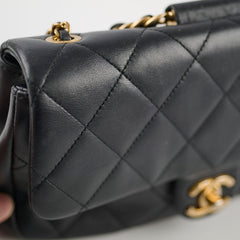 Chanel Circle Handle Black Quilted Flap Bag
