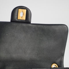 Chanel Circle Handle Black Quilted Flap Bag