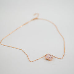 Van Cleef & Arpels 2025 Holiday Vintage Alhambra Pendant, Rose Gold, PINK Mother-of-Pearl, Diamond