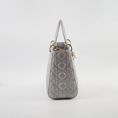 Dior Medium Lady Dior Grey Lambskin GHW