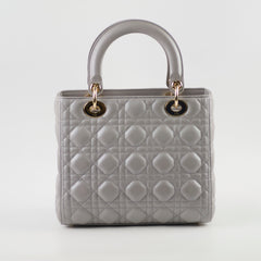 Dior Medium Lady Dior Grey Lambskin GHW