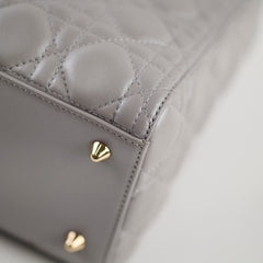 Dior Medium Lady Dior Grey Lambskin GHW
