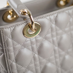 Dior Medium Lady Dior Grey Lambskin GHW