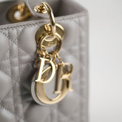 Dior Medium Lady Dior Grey Lambskin GHW