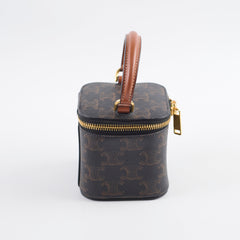 Celine Triomphe Mini Vanity Canvas with Top Handle Brown