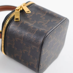 Celine Triomphe Mini Vanity Canvas with Top Handle Brown