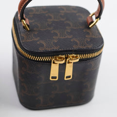 Celine Triomphe Mini Vanity Canvas with Top Handle Brown