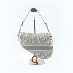Christian Dior Medium Saddle Oblique Light Grey