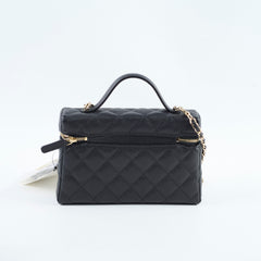 Chanel 25c Top Handle Black Caviar Vanity
