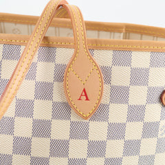 Louis Vuitton Neverfull MM Tote Damier Azur Canvas Creme