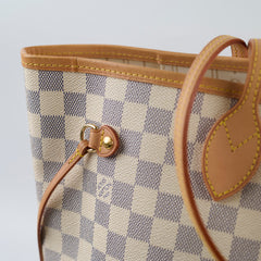 Louis Vuitton Neverfull MM Tote Damier Azur Canvas Creme