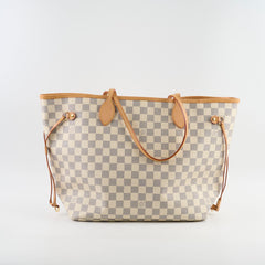 Louis Vuitton Neverfull MM Tote Damier Azur Canvas Creme