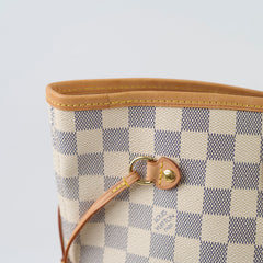 Louis Vuitton Neverfull MM Tote Damier Azur Canvas Creme