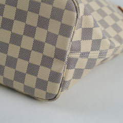 Louis Vuitton Neverfull MM Tote Damier Azur Canvas Creme