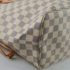 Louis Vuitton Neverfull MM Tote Damier Azur Canvas Creme
