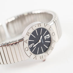 Bvlgari 26mm Tubogas Stainless Steel Quartz Watch with Black Dial