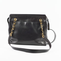 Chanel Vintage CC Logo Lambskin Chain Tote Black