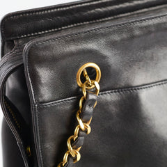 Chanel Vintage CC Logo Lambskin Chain Tote Black