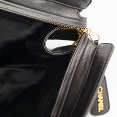 Chanel Vintage CC Logo Lambskin Chain Tote Black