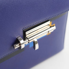 Hermes Verrou 21 Marquette Allegretto Leather, Blue Encre, Jaune Ambre, Blue Zellige,