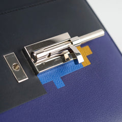 Hermes Verrou 21 Marquette Allegretto Leather, Blue Encre, Jaune Ambre, Blue Zellige,