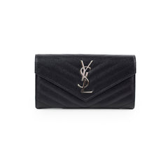 Saint Laurent Cassandre Envelope Flap Wallet Black