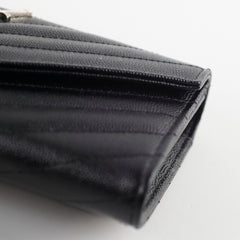 Saint Laurent Cassandre Envelope Flap Wallet Black
