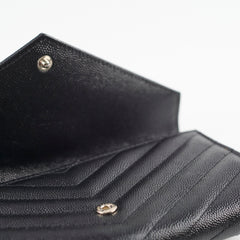 Saint Laurent Cassandre Envelope Flap Wallet Black