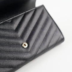 Saint Laurent Cassandre Envelope Flap Wallet Black