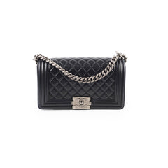 Chanel Old Medium Black Lambskin Ruthenium HW