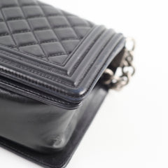 Chanel Old Medium Black Lambskin Ruthenium HW