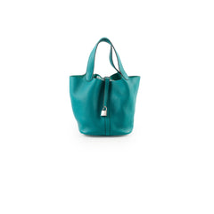 Hermes Picotin 22 Clemence Vert Verone Palladium HW X Stamp