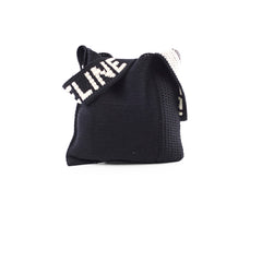 Celine Hand-Crocheted Black Cotton Shoulder Bag