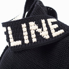 Celine Hand-Crocheted Black Cotton Shoulder Bag